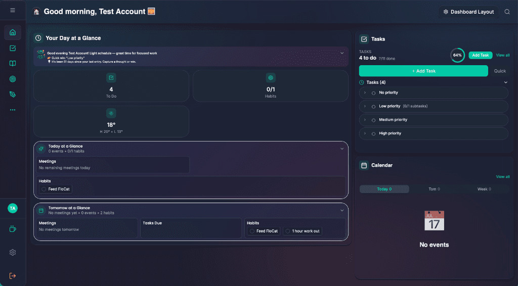 FloHub Personal Dashboard